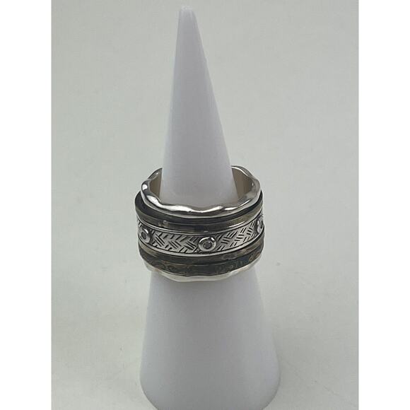 Silpada Sterling Silver & Brass with Patina Spinner Ring Isabella R3137 Size 6 - Picture 7 of 11